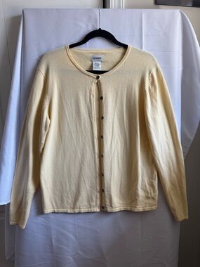Liz Baker Soft Cream Button-Front Cardigan